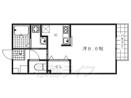 京都市烏丸線 十条駅(京都市営) 徒歩2分 2階建 築20年(1K/1階)の間取り写真