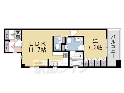京都市烏丸線 五条駅(京都市営) 徒歩5分 14階建 築20年(1LDK/5階)の間取り写真