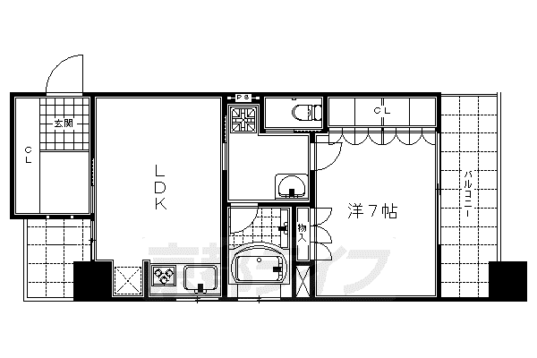 京都市烏丸線 五条駅(京都市営) 徒歩5分 14階建 築20年(1LDK/6階)の間取り写真