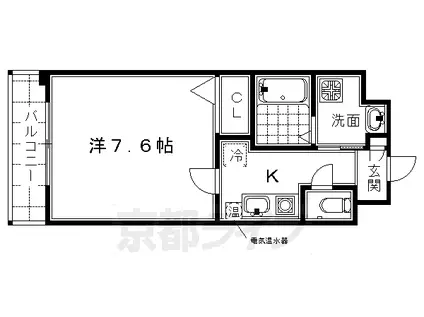 京都市烏丸線 九条駅(京都) 徒歩7分 7階建 築19年(1K/4階)の間取り写真