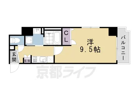 近鉄京都線 東寺駅 徒歩9分 7階建 築20年(1K/4階)の間取り写真