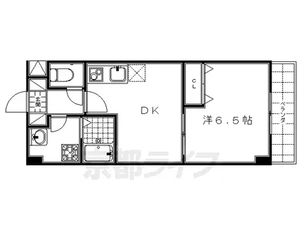 京阪電気鉄道京阪線 祇園四条駅 徒歩14分 3階建 築20年(1DK/1階)の間取り写真