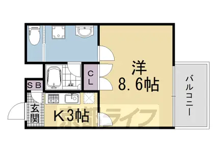MONO COMODO 御前 B棟(1K/4階)の間取り写真