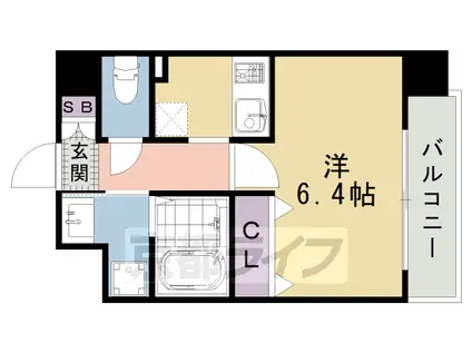 東海道本線 西大路駅 徒歩3分 11階建 築20年(1K/8階)の間取り写真