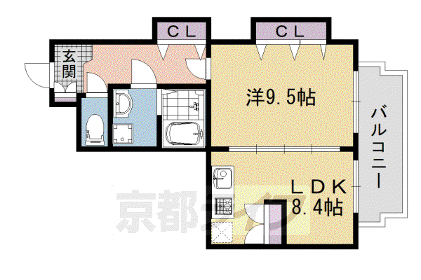 山陰本線 丹波口駅 徒歩3分 11階建 築20年(1LDK/11階)の間取り写真