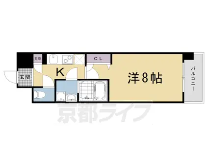 京都市烏丸線 五条駅(京都市営) 徒歩5分 15階建 築20年(1K/5階)の間取り写真
