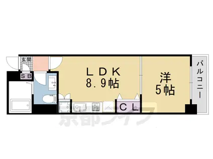 山陰本線 丹波口駅 徒歩7分 4階建 築19年(1LDK/4階)の間取り写真