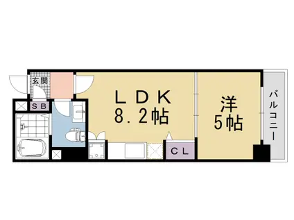 山陰本線 丹波口駅 徒歩7分 4階建 築19年(1LDK/4階)の間取り写真