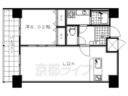 阪急電鉄京都線 京都河原町駅 徒歩3分 13階建 築20年(1LDK/12階)の間取り写真
