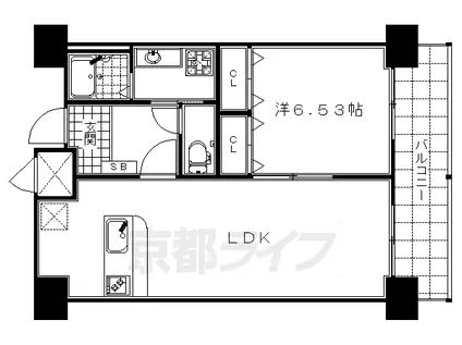 阪急電鉄京都線 京都河原町駅 徒歩3分 13階建 築19年(1LDK/13階)の間取り写真
