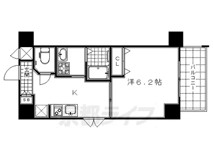 京都市烏丸線 九条駅(京都) 徒歩3分 11階建 築20年(1DK/8階)の間取り写真