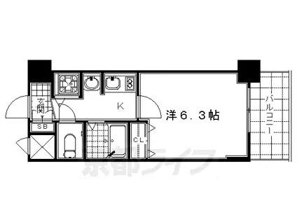 東海道本線 京都駅 徒歩5分 8階建 築20年(1K/2階)の間取り写真