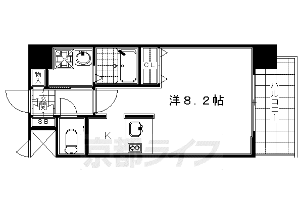 東海道本線 京都駅 徒歩5分 8階建 築20年(1K/3階)の間取り写真