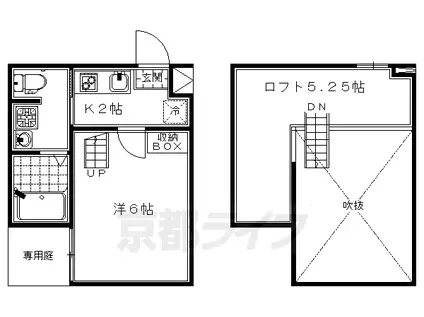 東海道本線 京都駅 徒歩10分 2階建 築19年(1K/1階)の間取り写真