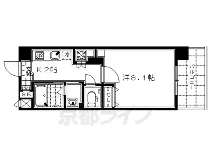 京阪電気鉄道京阪線 清水五条駅 徒歩3分 6階建 築19年(1K/2階)の間取り写真