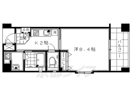 京阪電気鉄道京阪線 清水五条駅 徒歩3分 6階建 築19年(1K/3階)の間取り写真