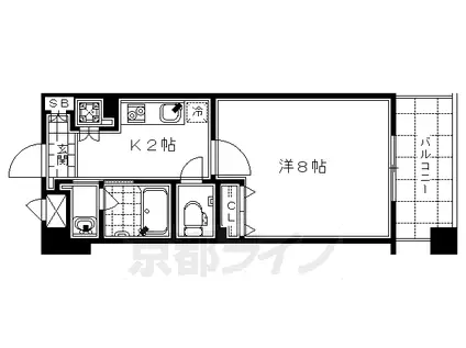 アスヴェル京都東山五条(1K/4階)の間取り写真