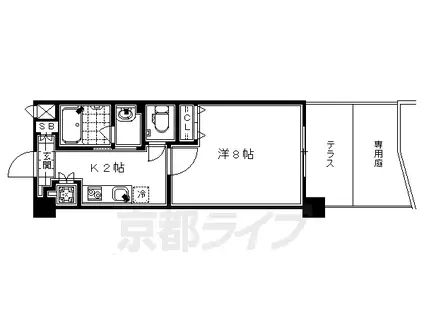 アスヴェル京都東山五条(1K/1階)の間取り写真
