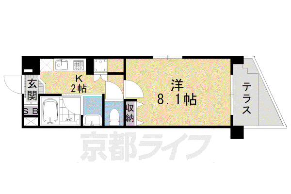 京阪電気鉄道京阪線 清水五条駅 徒歩3分 6階建 築20年(1K/1階)の間取り写真