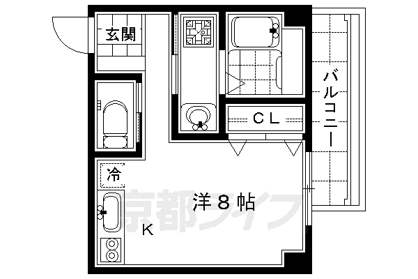 東海道本線 京都駅 徒歩13分 2階建 築20年(ワンルーム/2階)の間取り写真