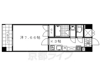 東海道本線 京都駅 徒歩10分 3階建 築19年(1K/3階)の間取り写真