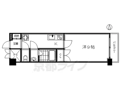 東海道本線 京都駅 徒歩10分 3階建 築19年(1K/1階)の間取り写真