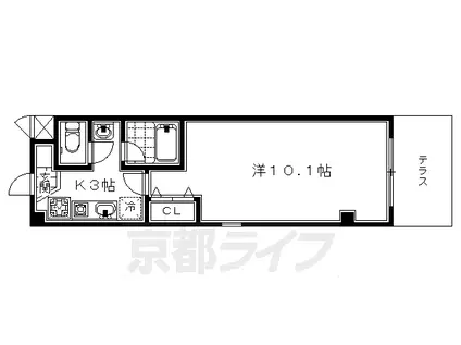 京都市烏丸線 九条駅(京都) 徒歩5分 3階建 築19年(1K/1階)の間取り写真