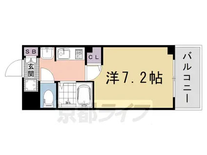 京都市烏丸線 五条駅(京都市営) 徒歩7分 11階建 築18年(1K/4階)の間取り写真