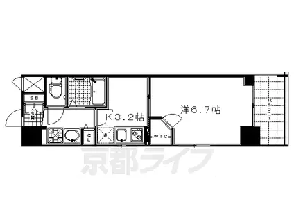 京都市烏丸線 五条駅(京都市営) 徒歩7分 11階建 築18年(1K/8階)の間取り写真