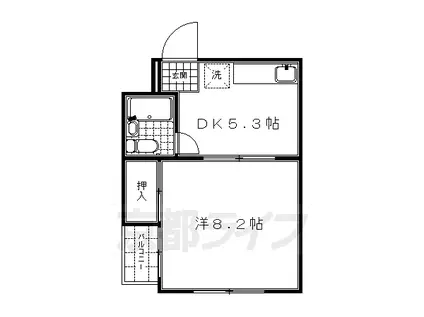 第2ヌヴェールハイツ(1DK/3階)の間取り写真