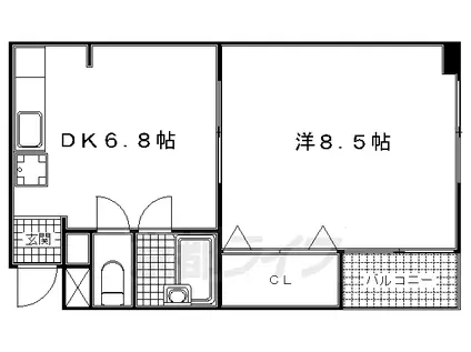 京都市烏丸線 五条駅(京都市営) 徒歩9分 3階建 築37年(1DK/2階)の間取り写真