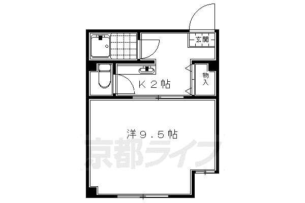 京都市烏丸線 五条駅(京都市営) 徒歩7分 4階建 築33年(1K/1階)の間取り写真
