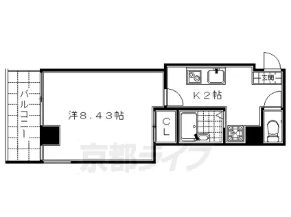 東海道本線 京都駅 徒歩7分 10階建 築19年(1K/6階)の間取り写真