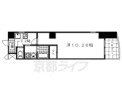 東海道本線 京都駅 徒歩7分 10階建 築19年(1K/3階)の間取り写真