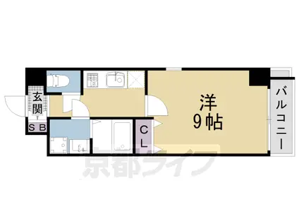 山陰本線 丹波口駅 徒歩10分 9階建 築18年(1K/4階)の間取り写真