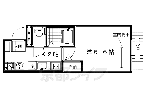 京阪電気鉄道京阪線 清水五条駅 徒歩5分 2階建 築19年(1K/1階)の間取り写真