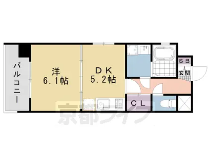 東海道本線 西大路駅 徒歩2分 11階建 築19年(1DK/10階)の間取り写真