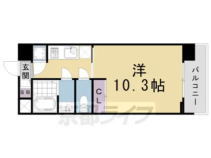 東海道本線 西大路駅 徒歩2分 11階建 築19年(1K/4階)の間取り写真