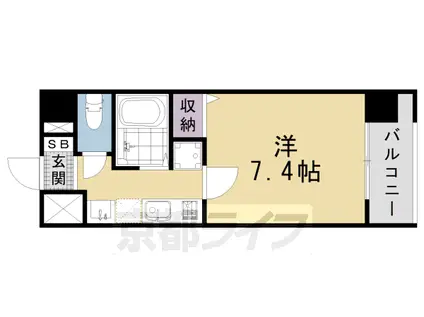 東海道本線 西大路駅 徒歩10分 9階建 築19年(1K/8階)の間取り写真