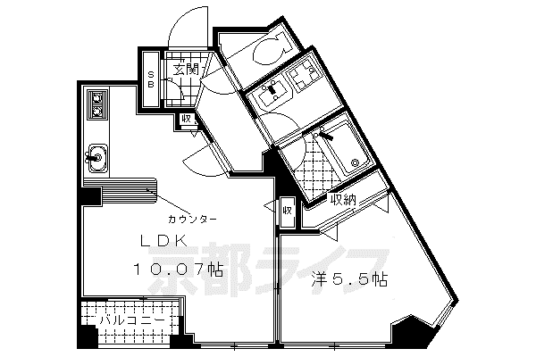 京阪電気鉄道京阪線 清水五条駅 徒歩12分 7階建 築19年(1LDK/4階)の間取り写真