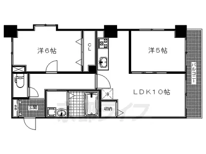 近鉄京都線 十条駅(近鉄) 徒歩2分 4階建 築18年(2LDK/2階)の間取り写真
