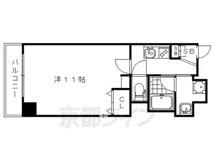 京都市東西線 西大路御池駅 徒歩5分 7階建 築13年(1K/2階)の間取り写真