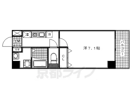 近鉄京都線 東寺駅 徒歩4分 5階建 築17年(1K/4階)の間取り写真