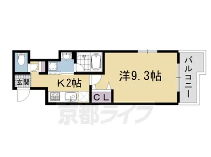 ベラジオ五条堀川Ⅱ(1K/4階)の間取り写真