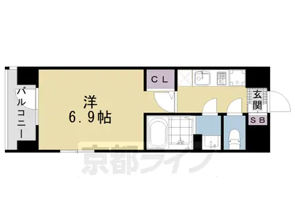 山陰本線 丹波口駅 徒歩13分 11階建 築18年(1K/10階)の間取り写真