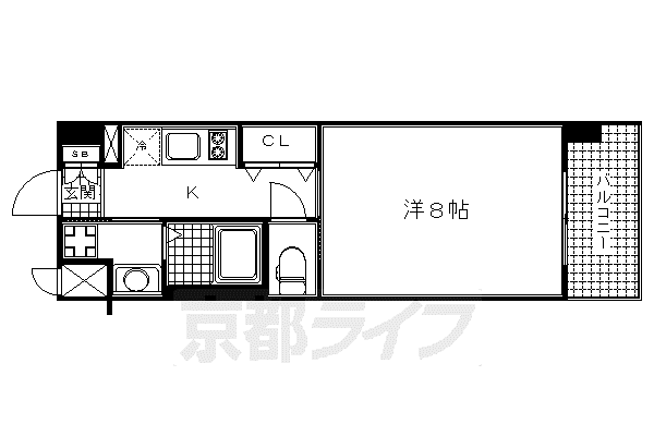 京阪電気鉄道京阪線 七条駅 徒歩5分 5階建 築18年(1K/3階)の間取り写真