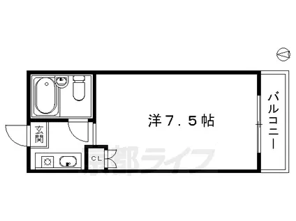 京阪電気鉄道京阪線 東福寺駅 徒歩9分 4階建 築37年(1K/2階)の間取り写真