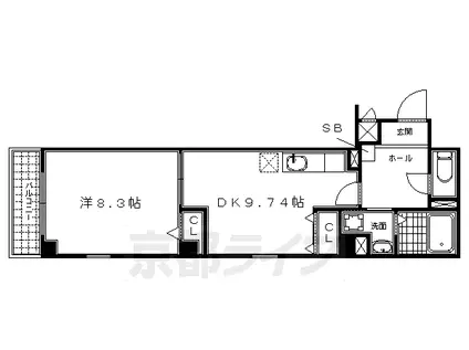 京阪電気鉄道京阪線 七条駅 徒歩3分 5階建 築17年(1LDK/3階)の間取り写真
