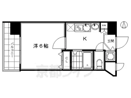 京阪電気鉄道京阪線 七条駅 徒歩2分 7階建 築17年(1K/6階)の間取り写真