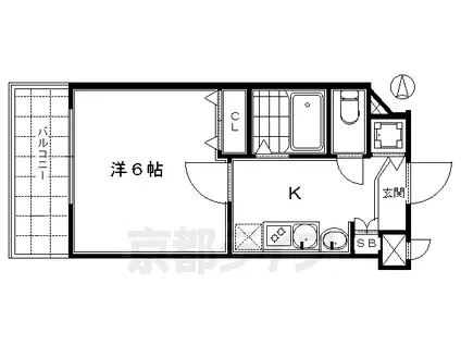 京阪電気鉄道京阪線 七条駅 徒歩2分 7階建 築17年(1K/5階)の間取り写真